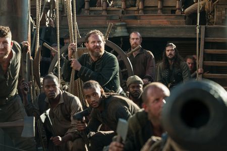 Toby Stephens, Craig Jackson, and Luke Arnold in Black Sails (2014)