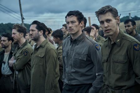 Still of Adam Long, Matt Gavan, Adam Silver, Callum Turner and Austin Butler in Masters of the Air and Part Eight