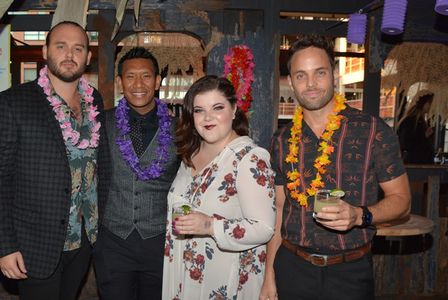 Justin Mortelliti, Ryann Redmond, Ian Michal Stuart and Albert Guerzon at press night for 'Escape to Margaritaville' on 