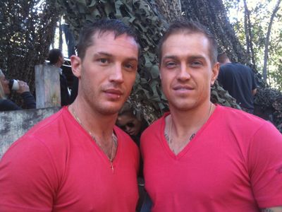 On set with Tom Hardy on This Means War