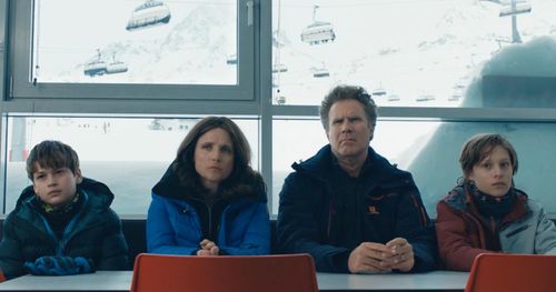 Still of Julia Louis-Dreyfus, Will Ferrell, Julian Grey, and Ammon Jacob Ford in Downhill