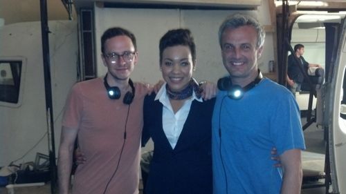 Jazzy Ellis with Bad Bromance writers/directors Andrew Mogel and Jarrad Paul