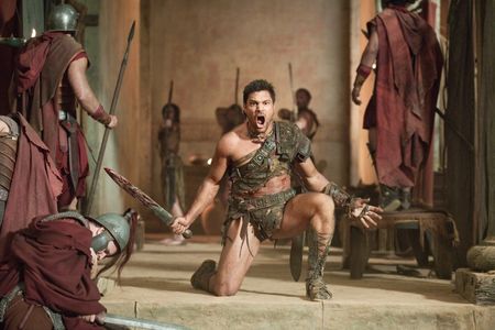 Manu Bennett, Ditch Davey, Barry Duffield, and Cynthia Addai-Robinson in Spartacus (2010)