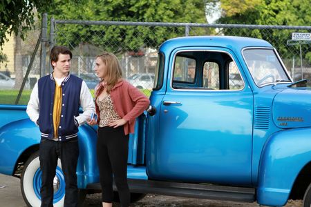 Jason Ritter and Rebecca Mozo chat between takes during filming of Kittens in a Cage. Directed by Jillian Armenante.