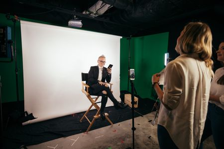 Michael Weist on set at Hulu HQ