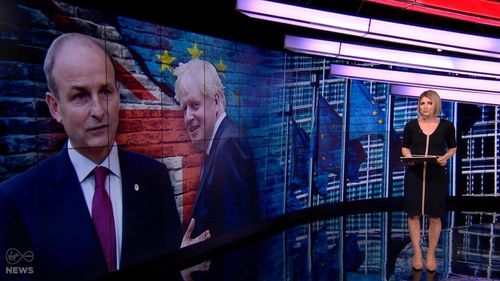 Claire Brock, Micheál Martin, and Boris Johnson in TV3 News at 8 (2015)