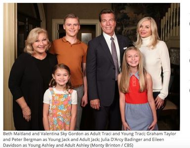 Eileen Davidson, Beth Maitland, Peter Bergman, Valentina Gordon, Graham Taylor, and Julia Badinger in The Young and the 