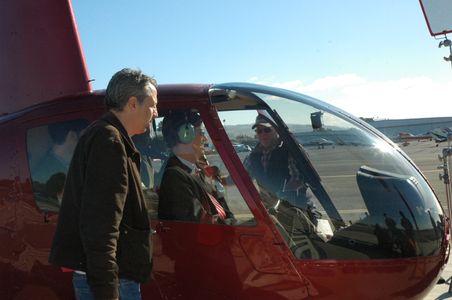 Patrick Gilles, Mike Maley and Dylan Baker prep for aerial shot