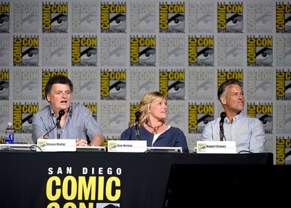 Rupert Graves, Steven Moffat, and Sue Vertue at an event for Sherlock (2010)