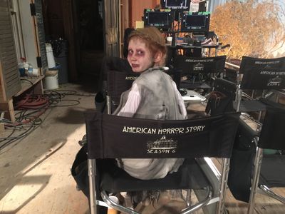 Real Priscilla on the set of American Horror Story.