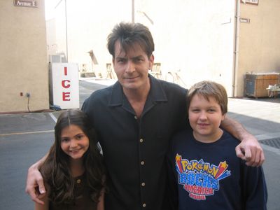 With Charlie Sheen & Angus T. Jones on set of 