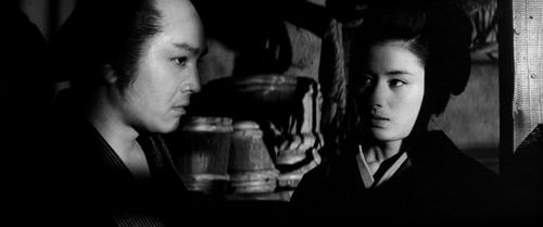 Masayo Banri and Michirô Minami in The Tale of Zatoichi (1962)