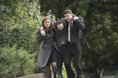 David Boreanaz, Emily Deschanel, and Charles Dougherty in Bones (2005)