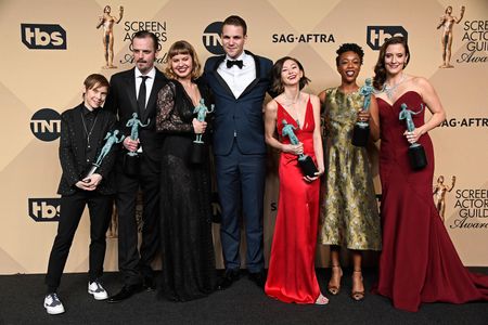 Abigail Savage, Alan Aisenberg, James McMenamin, Samira Wiley, Emily Althaus, Julie Lake, and Kimiko Glenn at an event f