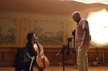 Behind the scene, Elizbeth Anweis and David A. Armstrong rehearsing