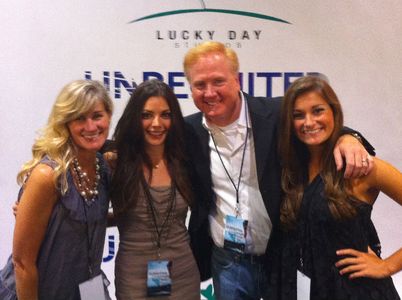 Wife Kris, actress Sarah Habel, Rob Pottorf & daughter Haley at the premier of 