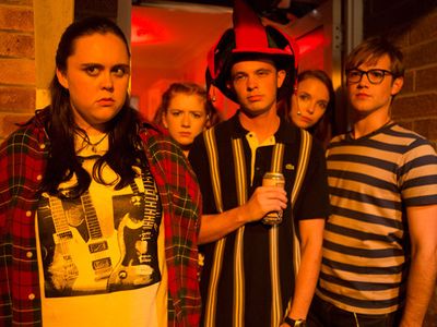 Jordan Murphy, Jodie Comer, Ciara Baxendale, Dan Cohen, and Sharon Rooney in My Mad Fat Diary (2013)