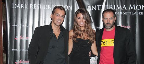 Actress Nina Senicar with directors Angelo Licata and Fausto Brizzi at the premier of the movie ''Dark Ressurection'' at