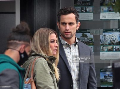 Matt Dellapina and Annie Murphy on the set of KEVIN CAN F HIMSELF (AMC)