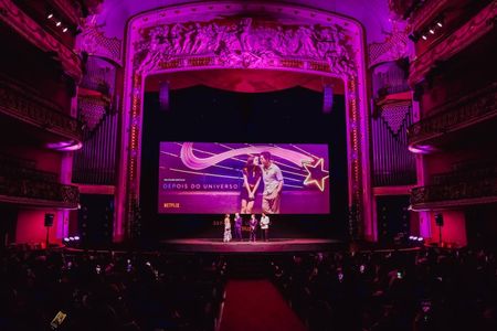 Giulia Be, Henrique Zaga, Diego Freitas and André Carreira at Premiere event of Beyond The Universe (2022)