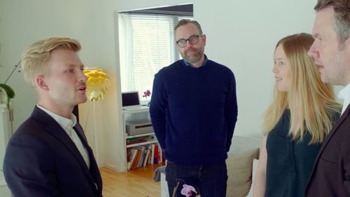 Sebastian Hiort af Ornäs, Henrik Kvarnlöt, Rebecka Andersson, and Martin Fröblom in Poor Animals (2018)