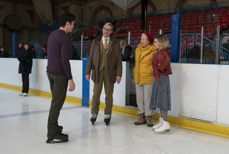 Emma Thompson, Paul Feig, Emilia Clarke, and Henry Golding in Last Christmas (2019)