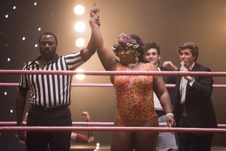 Bashir Salahuddin, Christopher Lowell, Kia Stevens, and Alex Rich in GLOW (2017)