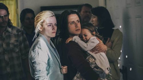 Rory Culkin, Taylor Kitsch, Julia Garner, and Vivien Lyra Blair in Waco (2018)