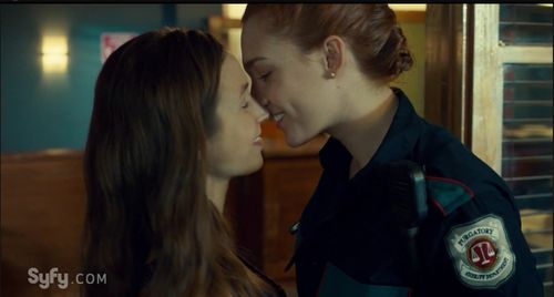 Dominique Provost-Chalkley and Katherine Barrell in Wynonna Earp (2016)