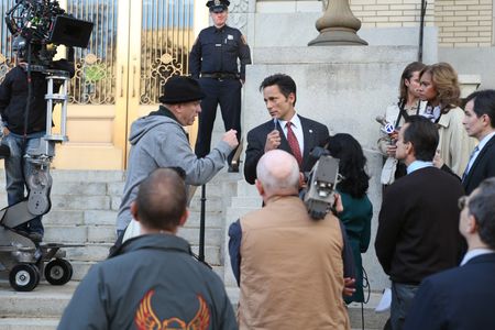 David Simon and Allan Steele on the set of Show Me A Hero (2015)