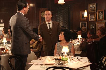 Linda Cardellini, Jon Hamm, and Brian Markinson in Mad Men (2007)