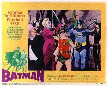 Adam West, Cesar Romero, Frank Gorshin, Burgess Meredith, Lee Meriwether, and Burt Ward in Batman (1966)