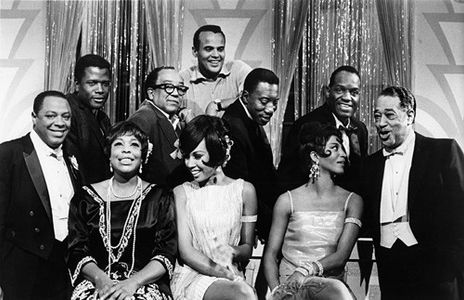 Harry Belafonte, Sidney Poitier, Diahann Carroll, Duke Ellington, Langston Hughes, Paula Kelly, George Kirby, Nipsey Rus