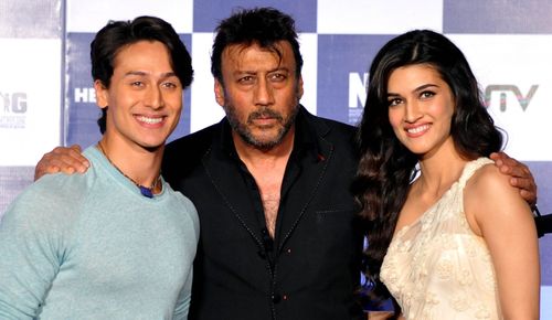 Jackie Shroff, Kriti Sanon, and Tiger Shroff at an event for Heropanti (2014)