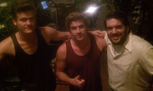 On Empire State set with Angus and Liam Hemsworth