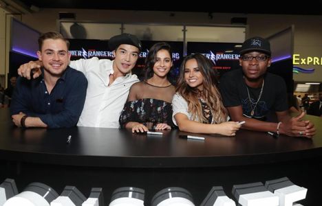 Becky G, Ludi Lin, Dacre Montgomery, Naomi Scott, and RJ Cyler at an event for Power Rangers (2017)