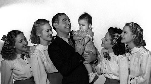 Eddie Cantor, Bonita Granville, Rita Johnson, Diana Lewis, Charlotte Munier, Martha O'Driscoll, and Baby Quintanilla in 