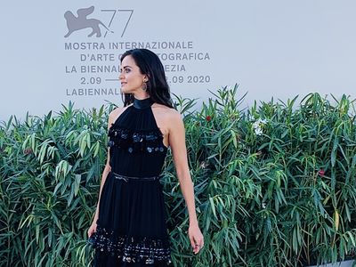 Vera Graziadei after the premiere of The Book of Vision at the 2020 Venice Film Festival