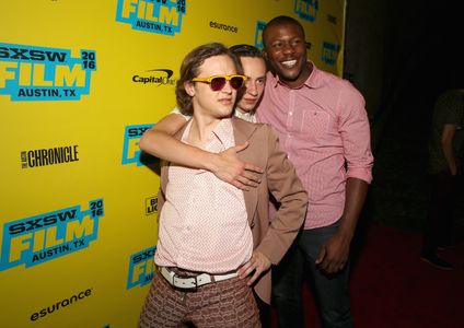 Edwin Hodge, Keir Gilchrist, and Logan Miller at an event for The Good Neighbor (2016)