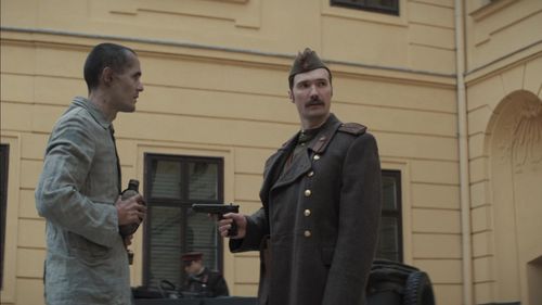 Jonah Hauer-King and Andrei Nova in The Tattooist of Auschwitz (2024)