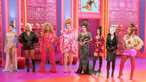 Gottmik, Duc Tran, Jorgeous, Angeria Paris VanMicheals, Nina West, Bryan Watkins, Michael Feliciano, and Jose Luis Cance