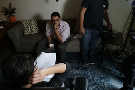 Man of Many - Dir. G.J. Ramirez working on script with Aimee Reiss