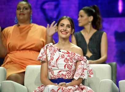 Jackie Tohn, Alison Brie, and Britney Young at an event for GLOW (2017)