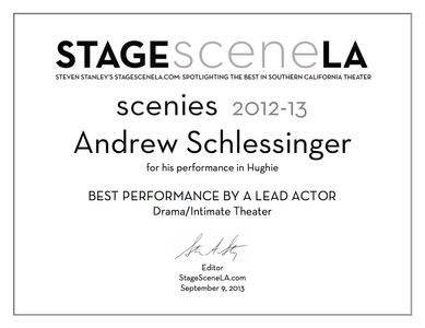 ANDREW SCHLESSINGER WINNER BEST PERFORMANCE BY A LEAD ACTOR AWARD