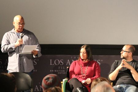 Moderating the Producing Team panel for the Producers Guild of America and Veterans in Media and Entertainment at The Lo