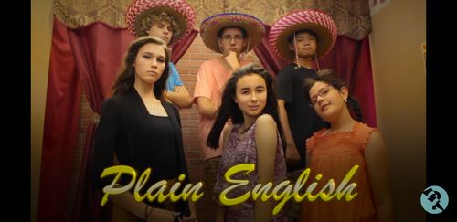 Shane Kim, Jarod Bainbridge, Allyssa Bainbridge, Dylan Darwish, Emily Faucret, and Caitlin Reiter in Plain English (2017