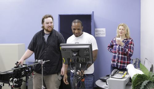 Producer Tatiana Chekhova Director LazRael Lison and Cinematographer Daniel Marks on the set of #UNKNOWN