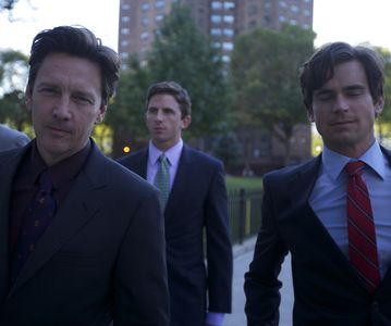 A still shot from Season 2 of White Collar starring Matt Bomer with guest star Andrew McCarthy