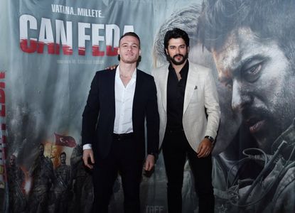 Burak Özçivit and Kerem Bürsin at an event for Can Feda (2018)