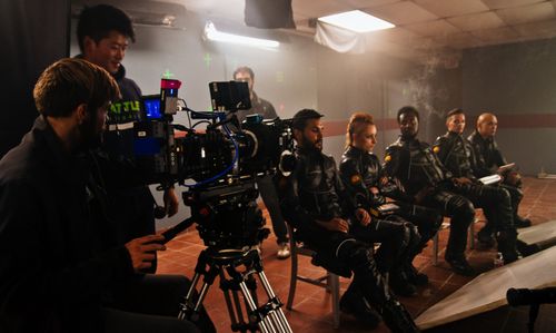 Paul Sidhu on set of 2307: Winter's Dream with Arielle Holmes, Timothy Lee DePriest, Kelcey Watson and Fernando Argosino